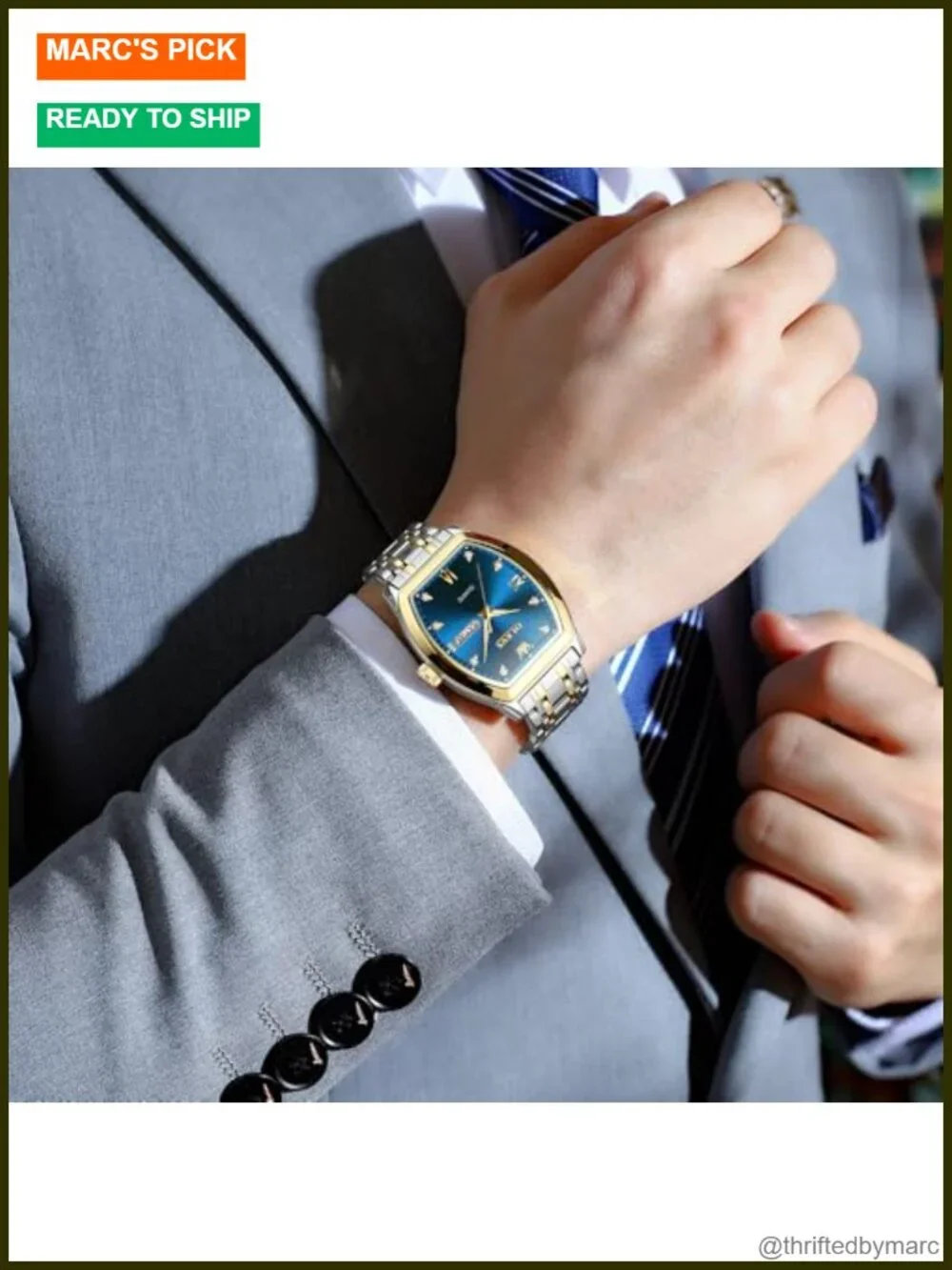 Men's Square Dress Watch Stainless Steel Quartz Luminous Date Business Casual